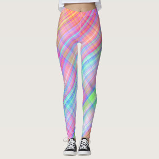 Pastel Multicolor Plaid Fabric Leggings