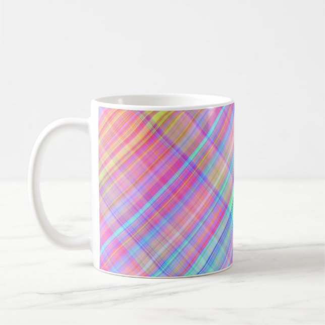 Pastel Multicolor Plaid Fabric Mug (Left)