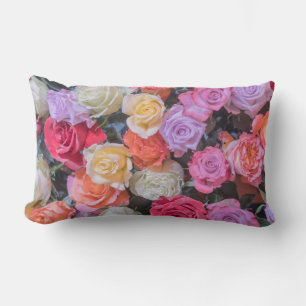 Pastel Multicolor Rose Print Pillow