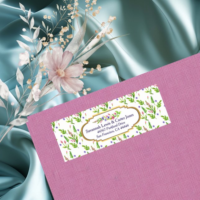 Pastel Multifloral & Gold Frame Return Address (Creator Uploaded)