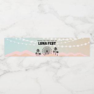 Pastel Music Festival Birthday Water Bottle Label