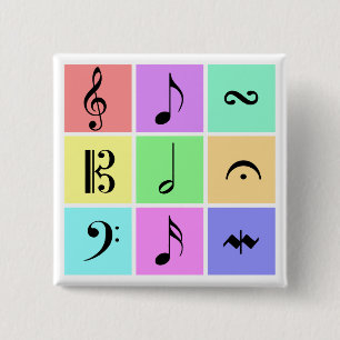 pastel music symbols 2 inch square button