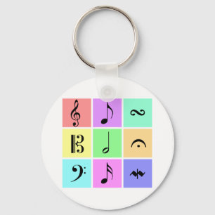 pastel music symbols keychain