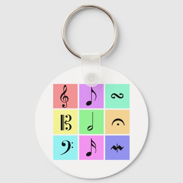 pastel music symbols keychain (Front)