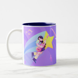 Pastel Music-Themed Mug with Star & Cute Girl