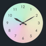 Pastel Muted Gradient Ombre Rainbow  Large Clock<br><div class="desc">Beautiful digital watercolor pink purple peach yellow blue muted gradient ombre design. Simple,  calm,  relaxing and glam,  boho,  chic modern yoga mat. Gradient gift. Personalized Gradient gifts. Personalized Gradient yoga gifts Design is available on different yoga products,  see in the collection.</div>