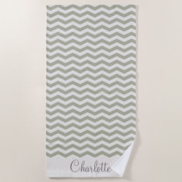 Pastel name zig zag stripe geometric beach towel