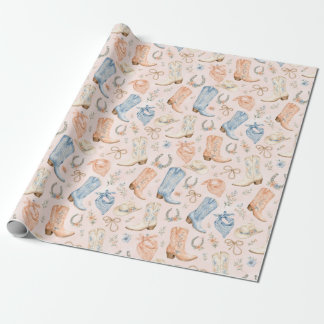 Pastel Nashville Cowgirl Boots Watercolor Gift Wrapping Paper