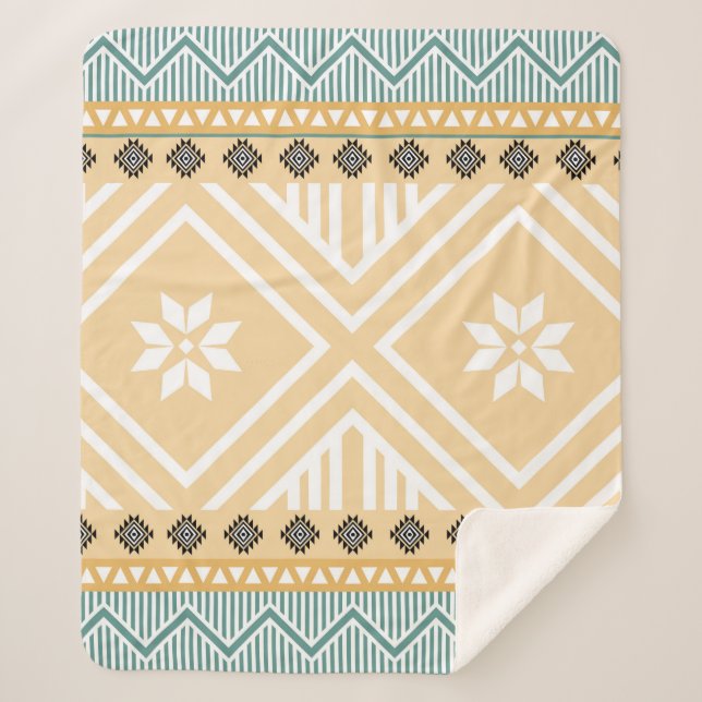 Pastel Native Fabric Seamless Pattern,  Thai Nativ Sherpa Blanket (Front)