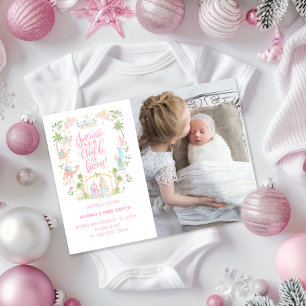 Pastel Nativity Baby Announcement Photo Card