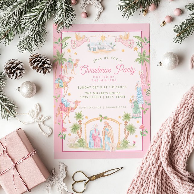 Pastel Nativity Christmas Party Invitation (Creator Uploaded)
