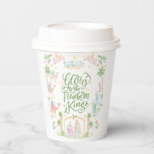 Pastel Nativity   Glory to the Newborn King Paper Cups