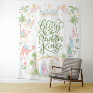 Pastel Nativity   Glory to the Newborn King Tapestry