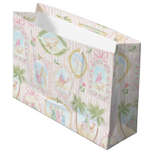 Pastel Nativity Scenes Striped Large Gift Bag