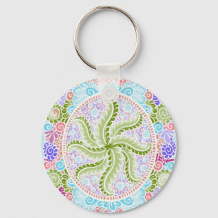 Pastel Nature Mandala Art Keychain