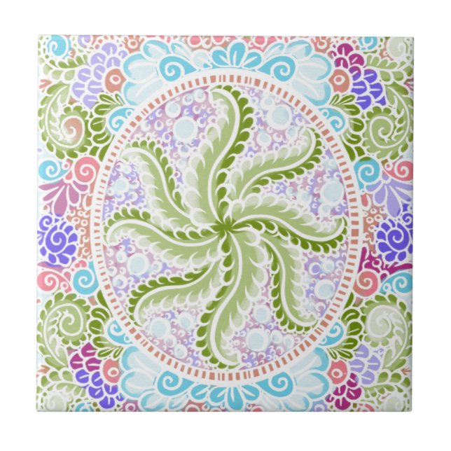 Pastel Nature Mandala Art Tile (Front)