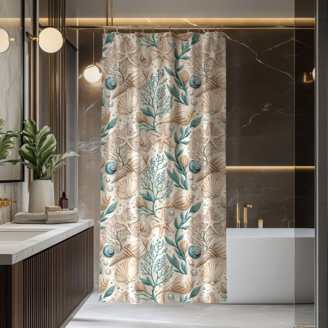 Pastel Nautical Curtain Light Brown Seaside Style (Pastel Nautical Curtain Light Brown Seaside Style)