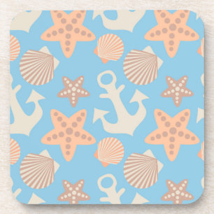Pastel Nautical Pattern Coaster