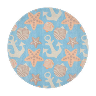 Pastel Nautical Pattern Cutting Board
