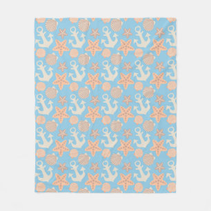 Pastel Nautical Pattern Fleece Blanket