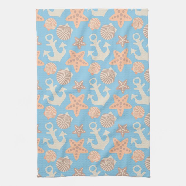 Pastel Nautical Pattern Kitchen Towel (Vertical)