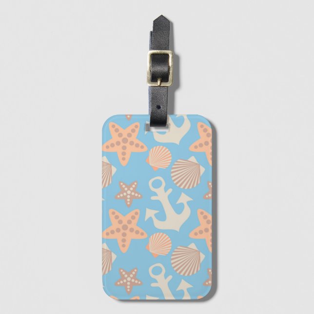 Pastel Nautical Pattern Luggage Tag (Front Vertical)