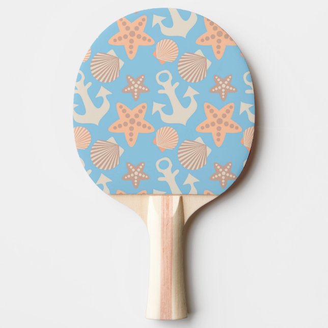 Pastel Nautical Pattern Ping Pong Paddle (Front)