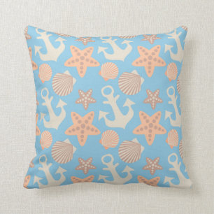 Pastel Nautical Pattern Throw Pillow
