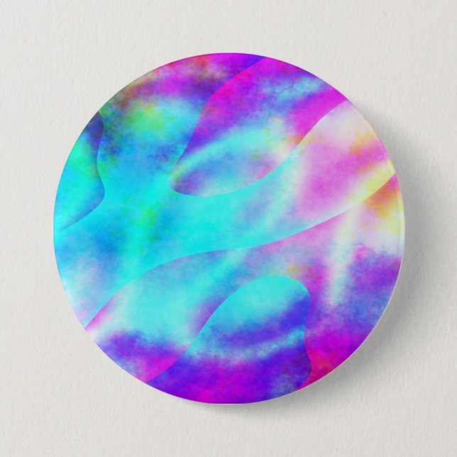 Pastel Neon Rainbow Gradient Art 3 Inch Round Button (Front)