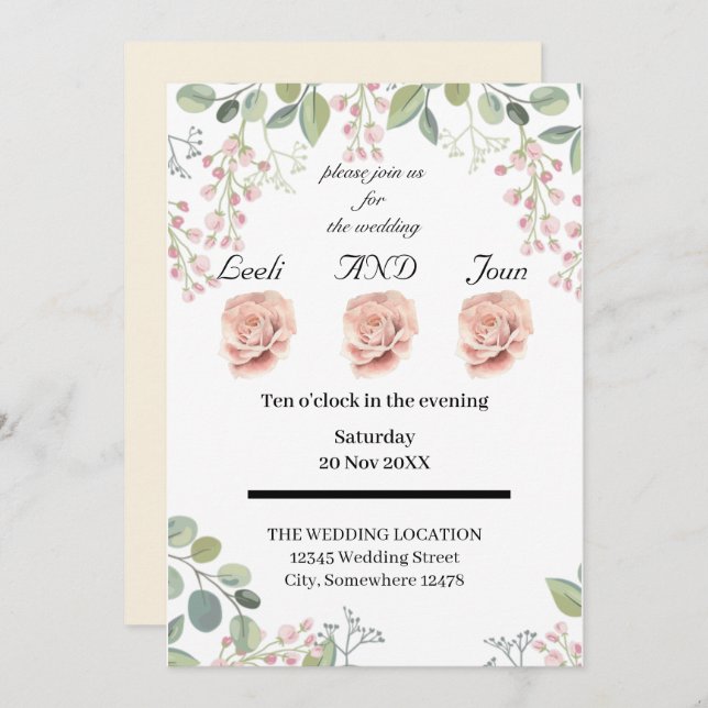 pastel neutral colours invitation (Front/Back)