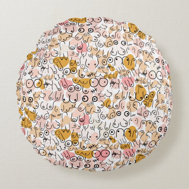 pastel neutral pattern round pillow (Front)
