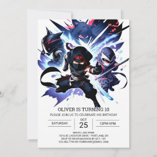 Pastel Ninja Surprise Birthday  Invitation