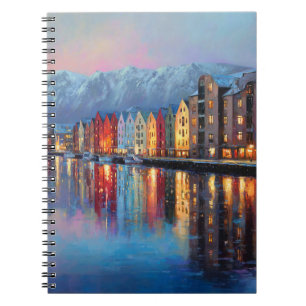 Pastel Nordic Harbor Sunset Glow Notebook