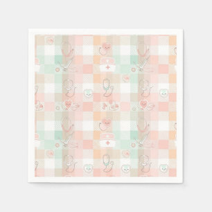 Pastel Nurse Life Chequered Pattern Napkin