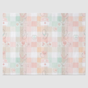 Pastel Nurse Life Chequered Pattern Tissue Paper