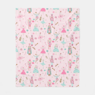 Pastel Nutcracker Ballet Pink Fleece Blanket