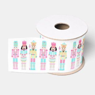 Pastel Nutcracker Ballet Soldiers Pink Christmas Grosgrain Ribbon