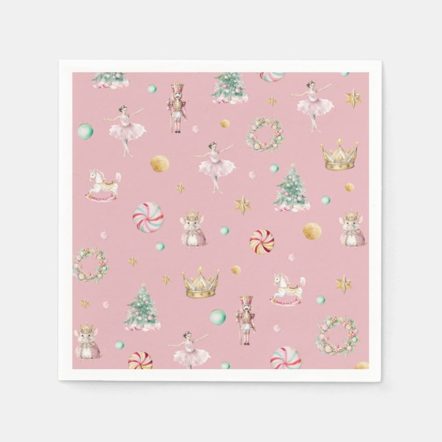 Pastel Nutcracker Christmas Birthday Party Napkin (Front)