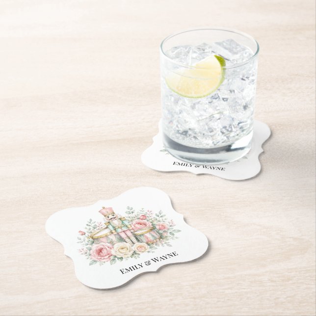 Pastel Nutcracker Christmas Wedding Paper Coaster (Insitu)