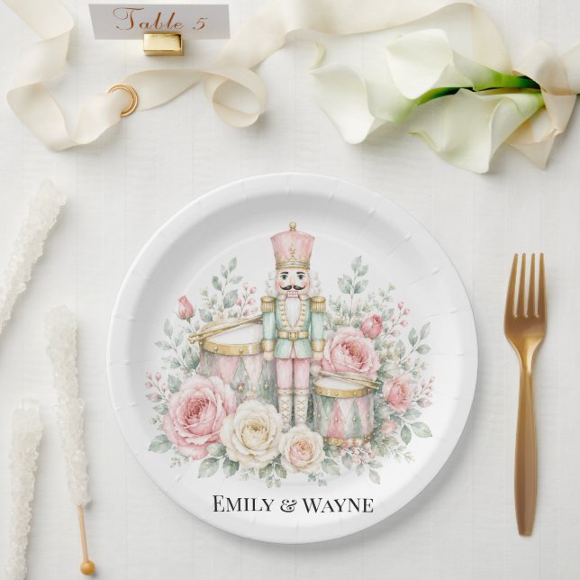 Pastel Nutcracker Christmas Wedding Paper Plate (Wedding)