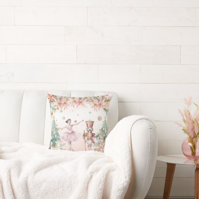 Pastel Nutcracker Holiday Party Throw Pillow (Couch)