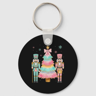 Pastel Nutcracker Soldier Pink Bow Christmas Tree  Keychain