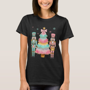 Pastel Nutcracker Soldier Pink Bow Christmas Tree  T-Shirt
