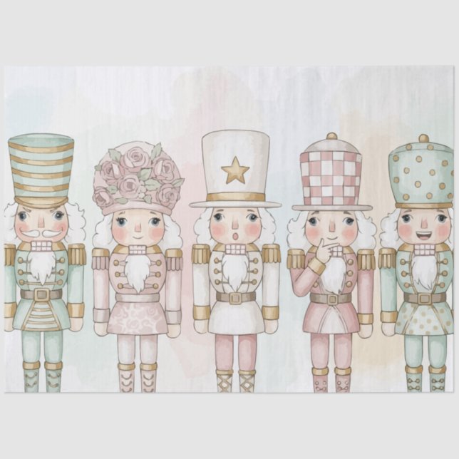 Pastel Nutcracker Toy Collection Watercolor  Tissue Paper (Front)