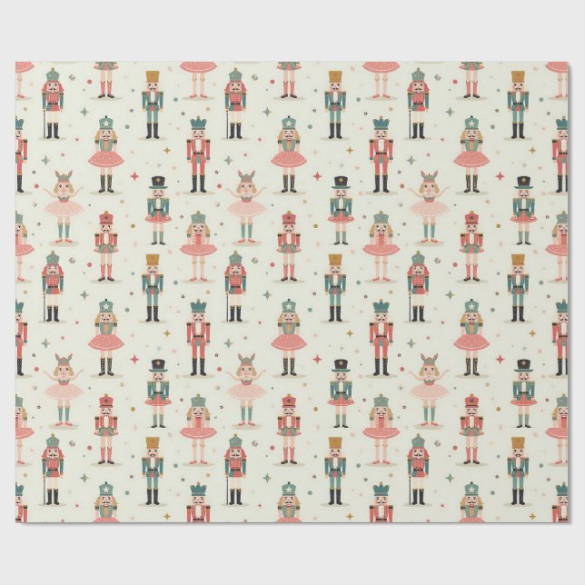 Pastel Nutcrackers and Ballerinas Wrapping Paper (Flat)