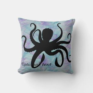 Pastel Ocean Octopus Silhouette Throw Pillow