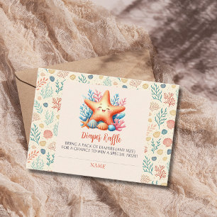Pastel Ocean Starfish Baby Shower Diaper Raffle Enclosure Card