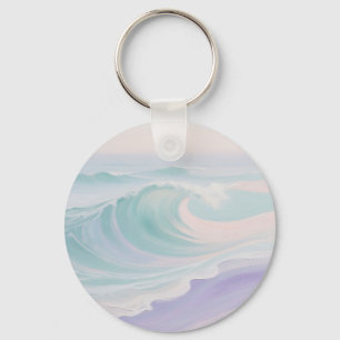 Pastel Ocean Wave Painting Keychain
