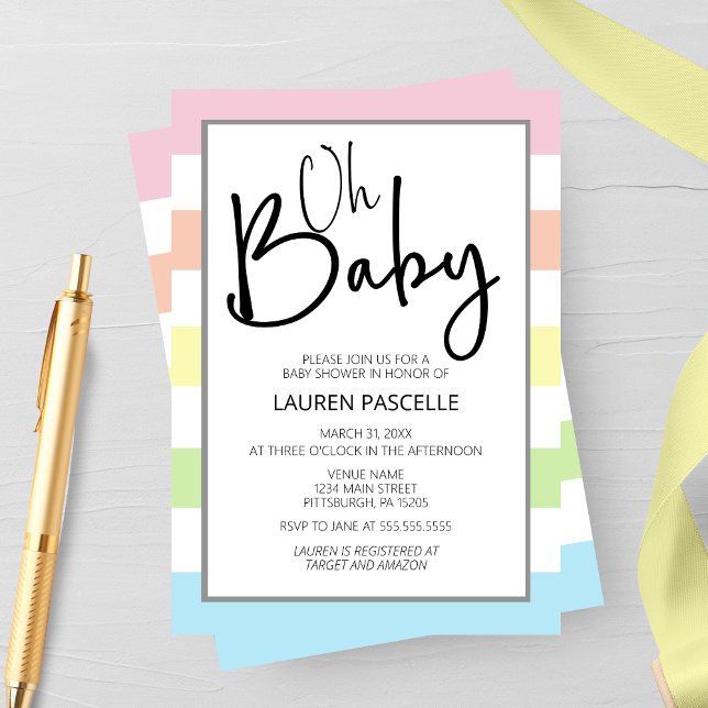 Pastel Oh Baby, Baby shower Invitation (Créateur téléchargé)