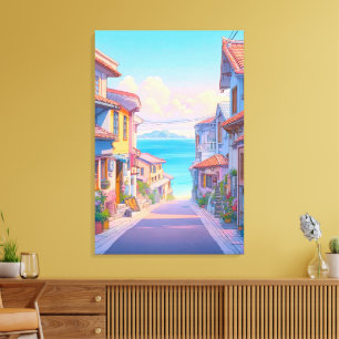 Pastel Okinawa Seaside Street Canvas Print